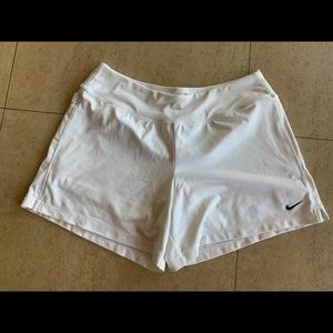 White Nike tennis shorts with spandex